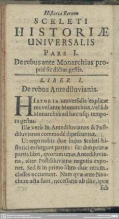 Pars I. De rebus ante Monarchias propriè sic dictas gestis