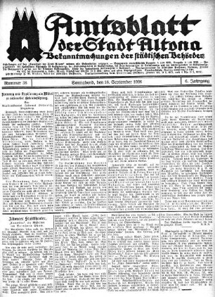 Nummer 38 : Sonnabend, den 18. September 1926