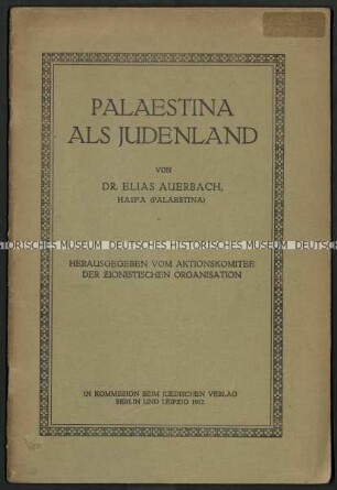 Abhandlung über die mögliche Besiedelung Palästinas durch Juden