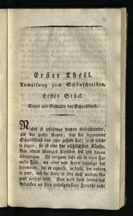Erster Theil: Anweisung zum Schoenschreiben