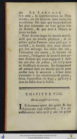VIII. De la necessité des Loix.