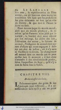 VIII. De la necessité des Loix.