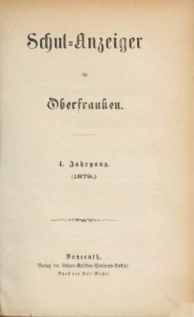 Schulanzeiger für Oberfranken. 4, 4. 1879