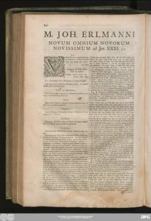 M. Ioh. Erlmanni Novum Omnium Novorum Novissimum ad Ier. XXXI:32.