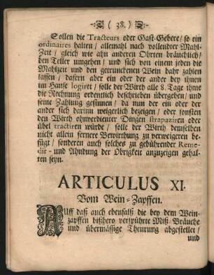 Articulus XI. Vom Wein-Zapffen.