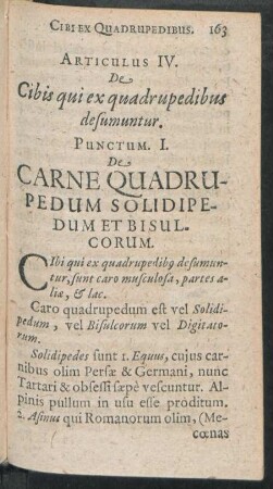 Punctum. I. De Carne Quadrupedum Solidipedum Et Bisulcorum