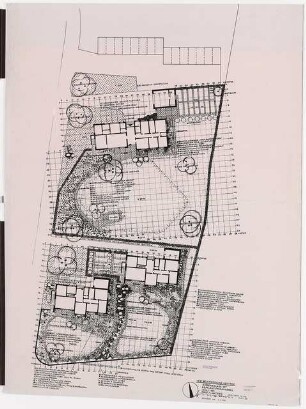 VEW-Wohnsiedlung Hamm-Uentrop Grünplanung: Entwurfsplan/Pflanzplan I. Bauabschnitt Detailserie 6 1:100. Fotografische Vergrößerung von 1:200-Plan