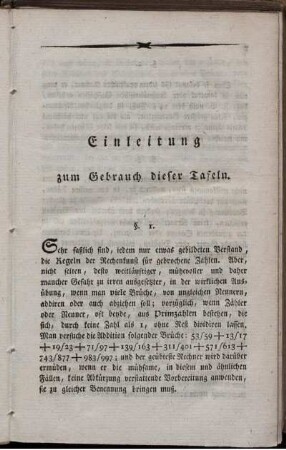Einleitung zum Gebrauch dieser Tafeln. §§ 1. - 50.