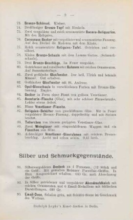 Silber und Schmuckgegenstände