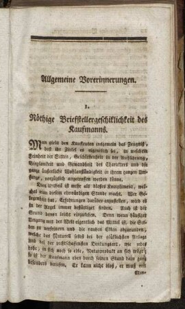 Allgemeine Vorerinnerungen