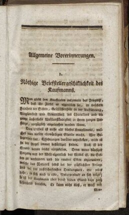 Allgemeine Vorerinnerungen