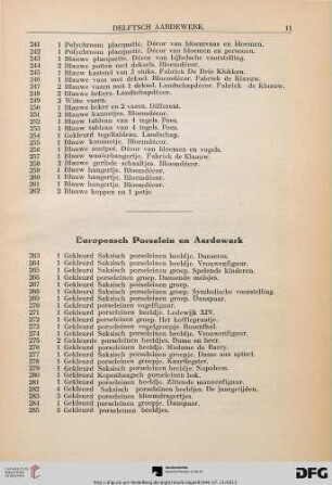 Europeesch Porselein en Aardewerk (Nr. 263-501)