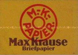 Werbezettel für "Max Krause"-Briefpapier