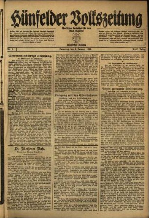 Ausgabe vom Samstag, den 08. Januar 1921.