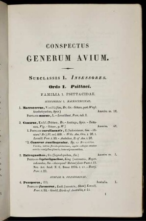 Conspectus Generum Avium.