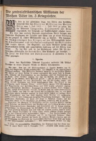 Die zentralafrikanischen Missionen der Weißen Väter im 3. Kriegsjahre