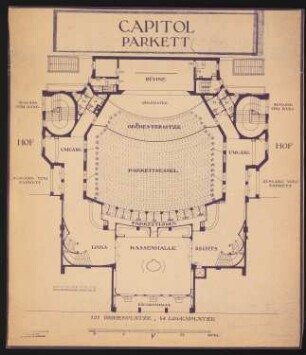 Capitol-Lichtspiele am Zoo, Berlin: Grundriss Parkett 1:100 (von Inv.Nr. 3173)