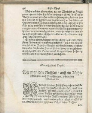 Das achtzehend Capitel. Wie man den Auffsatz/ auff ein Nohtschlangen/ auch Feldschlangen/ gebrauchen vnd richten sol.