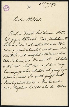 Brief 38: 31.07.1894