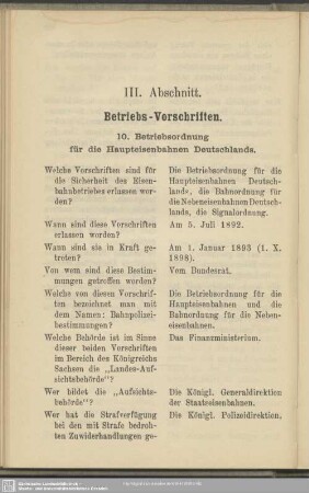 III. Abschnitt. Betriebs-Vorschriften