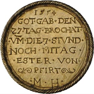 Medaille auf die Geburt Ester von Pfirt, 1554