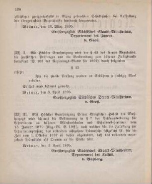 33. Ministerial-Bekanntmachung, betreffend Nachtrag zur Prüfungsordnung für Lehrerinnen an höheren Mädchenschulen und Schulvorsteherinnen