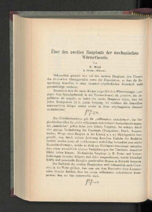 Über den zweiten Hauptsatz der mechanischen Wärmetheorie.