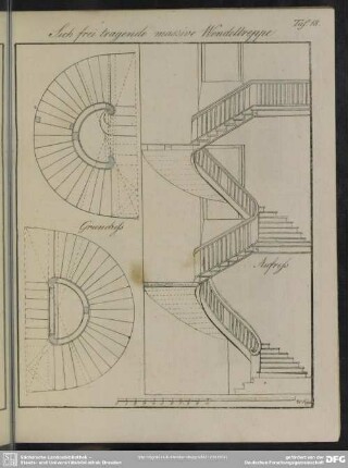 Sich frei tragende massive Wendeltreppe