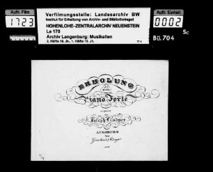 Joseph Lindner: Erholung / am / Piano Forte / componirt / von / Joseph Lindner / Augsburg / bey / Gombart & Comp.e