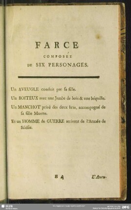Farce; Composée De Six Personages