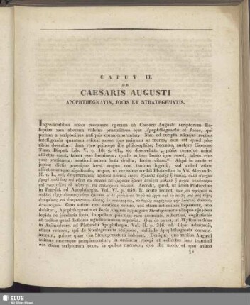 [Commentatio II. De imperatoris Caesaris Augusti scriptis eorumque reliquiis]