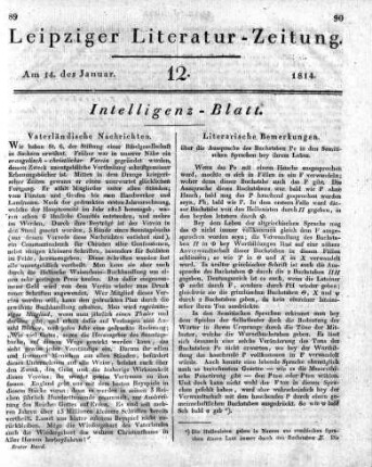 1815-01-14 : 12. Stück [Intelligenz-Blatt]