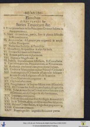 Elenchus Libri Tertii.