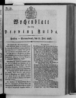 Nr. 28, Ausgabe vom 15. Juli 1826