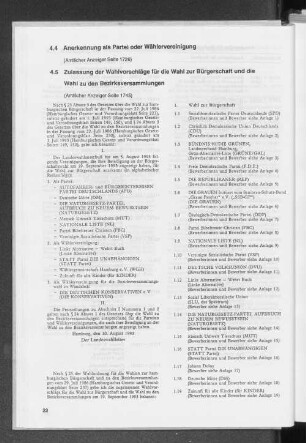 4.5 Zulassung der Wahlvorschläge für die Wahl zur Bürgerschaft und die Wahl zu den Bezirksversammlungen