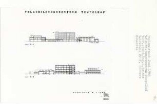 Volksbildungszentrum, Berlin-Tempelhof (Diplomarbeit bei Kurt Dübbers): Schnitte 1:200