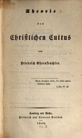 Theorie des christlichen Cultus