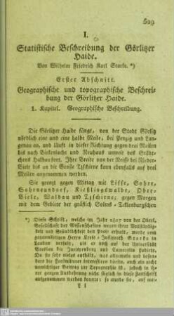 Statistische Beschreibung der Görlitzer Haide : Erster Abschnitt. Geographische und topographische Beschreibung der Görlitzer Haide
