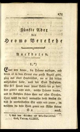 Fünfte Ader des Heomo Verekehe - Anekdoten.
