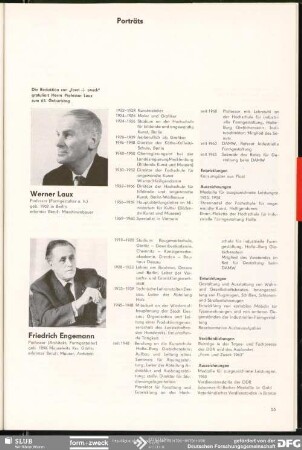 Werner Laux, Friedrich Engemann, Rudi Högner, Horst Michel : Porträts