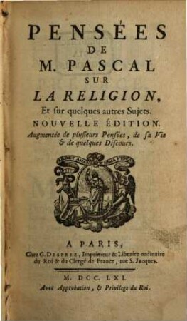 Pensées de M. Pascal sur la religion