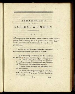 Abhandlung Von Den Schusswunden.