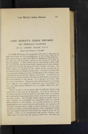 Lord Morley's Indian Reforms
