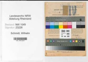 Entnazifizierung Wilhelm Schmidt , geb. 30.05.1911 (Bahninspektor)