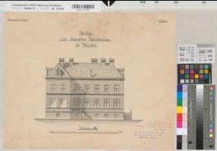 Münster (Münster) Neubau eines Chemischen Laboratoriums Blatt 5 Seitenansicht 1878 1 : 100 43 x 52 Zeichnung Staatshochbauamt Münster