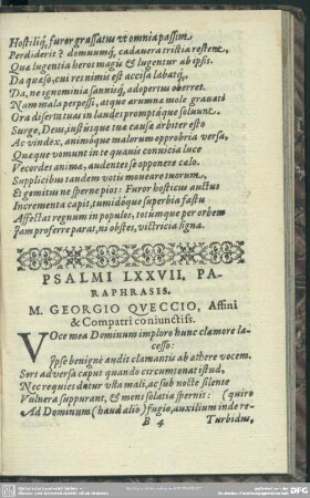 Psalmi LXXVII. Paraphrasis. M. Georgio Queccio