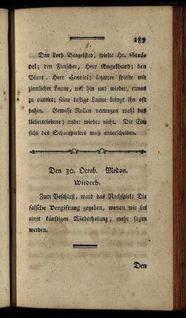 Den 30. Octob. Medon. Wiederh.