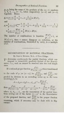 Decomposition of rational fractions.