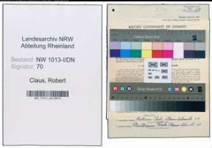 Entnazifizierung Robert Claus , geb. 06.05.1903 (Monteur)