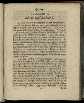 Collatio I. - Collatio VI.